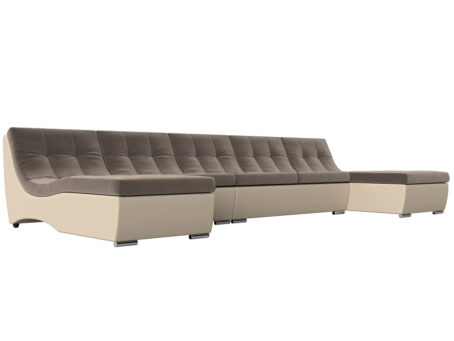 П-образный модульный диван Монреаль Long (коричневый\бежевый)