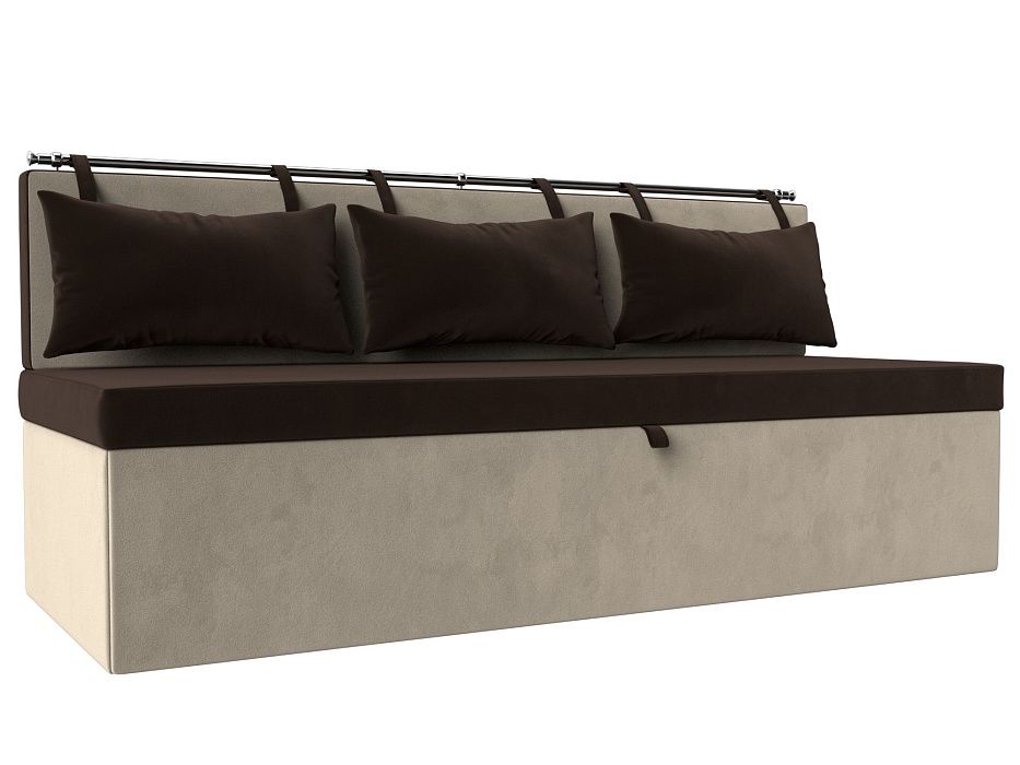 Кухонный прямой диван Метро (коричневый\бежевый)